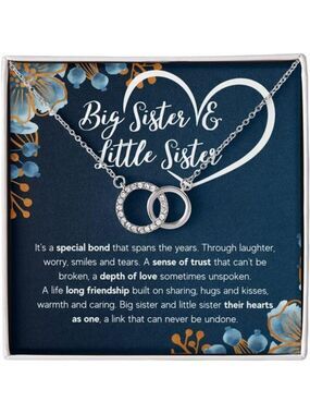 Sister Necklace Gift For Big Sister Little Sister Jewelry With Message Card Box